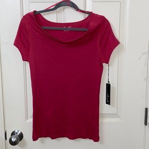 Willi Smith new small hot pink short cap sleeve cowl neck shirt